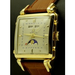 18k Yellow Gold Vintage Square Triple Date Moonphase