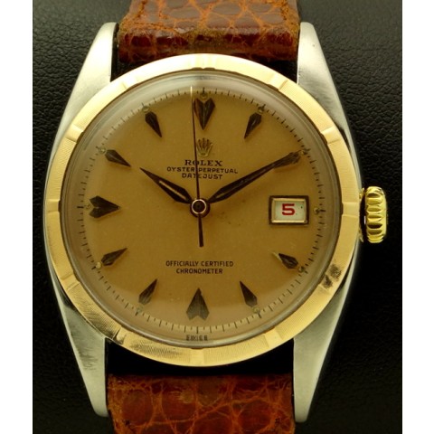 Datejust Steel and Pink Gold, made in 1950, ref. 6075 with Rolex service