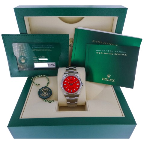 New Oyster Perpetual 36mm, Red Dial, Full Set