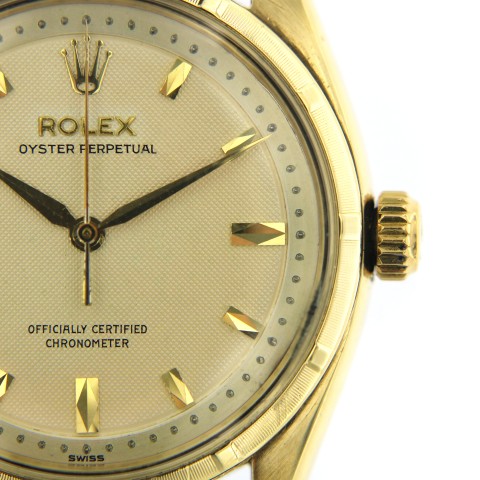 Oyster Perpetual 14kt Yellow Gold, ref.6565, Amazing Guilloche Dial, from year 1955