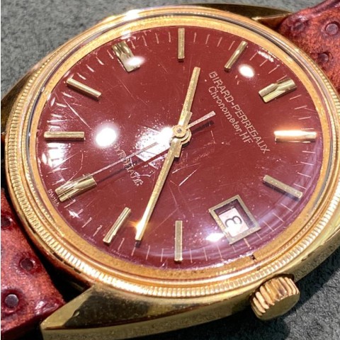 Gyromatic 18kt Yellow Gold, Brown Enamel Spider DIal, from 60s