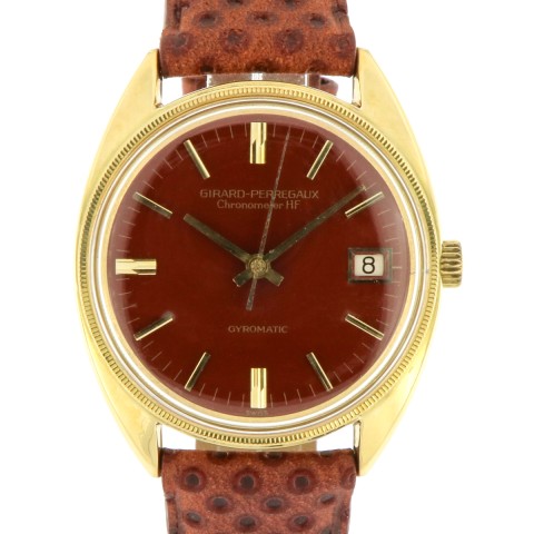 Gyromatic 18kt Yellow Gold, Brown Enamel Spider DIal, from 60s