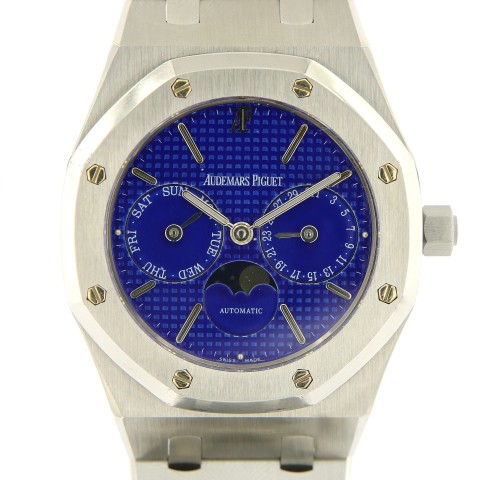 Extremely rare Royal Oak ref. 25594ST Electric Blue dial, Full Set 