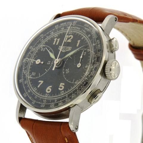 Vintage Chronograph Stainless Steel, black dial, from 40s