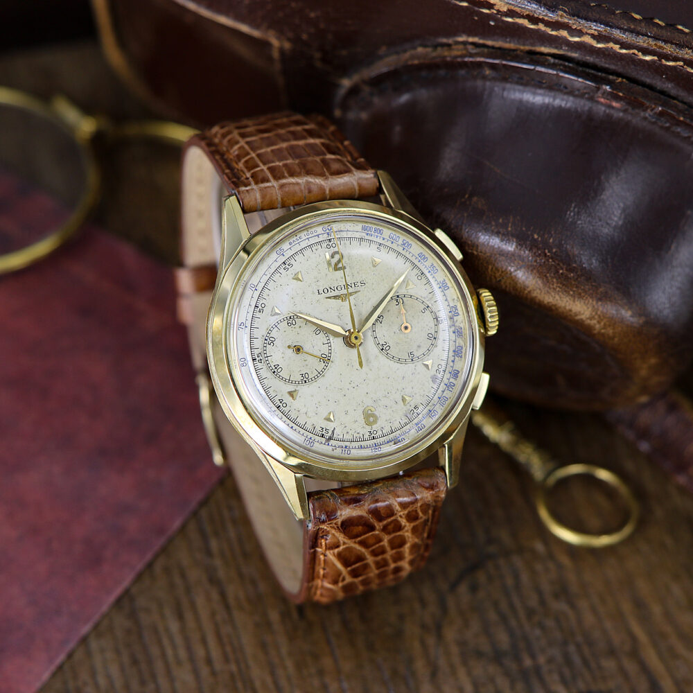 Longines Vintage Chronograph Ref. 5967, Cal. 30CH, 18kt YG. with Extract , from 50s