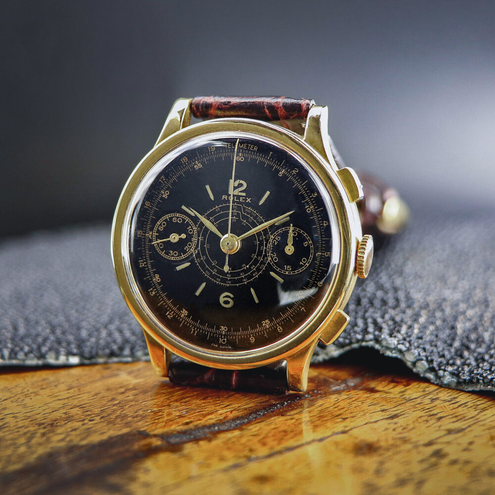 Rolex Vintage Chronograph Ref. 2508, 18kt Yellow Gold, Black Dial, from the 40s