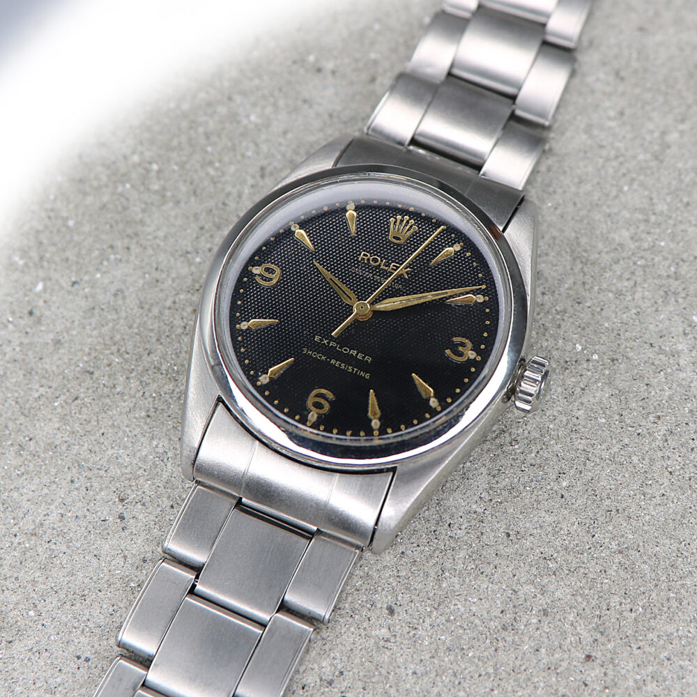 Rolex Vintage Explorer Ref. 6298 Amazing Black Honeycomb Dial from the 50s