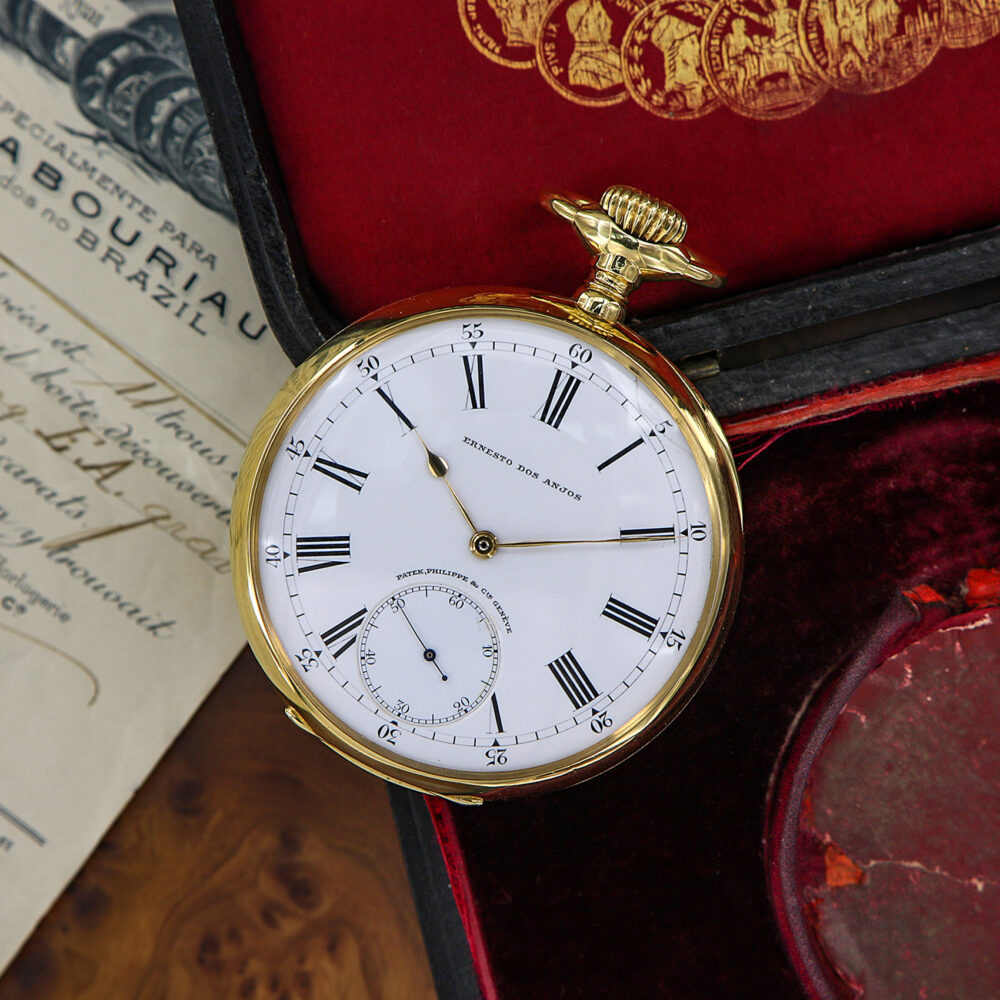 Patek Philippe Pocket Watch Gondolo et Labouriau 18kt YG from 1911, “Ernesto Dos Anjos”, Full Set