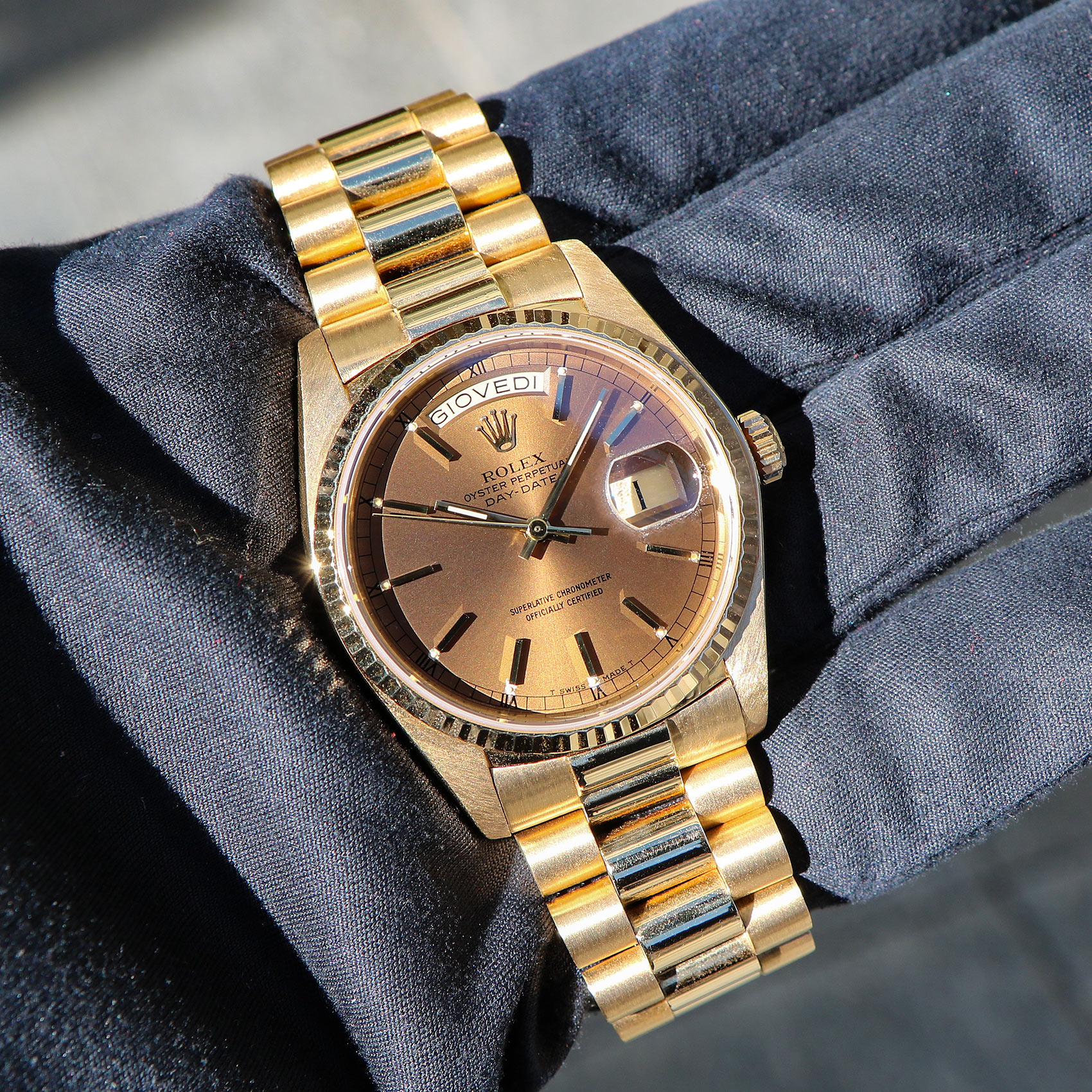 Rolex Day-Date 18kt Yellow Gold, ref.18038, Bronze Dial, from 1977