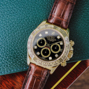 Rolex Daytona Zenith, ref. 16518, Black Diamonds Dial, 18kt Yellow Gold, Full Set from 2000
