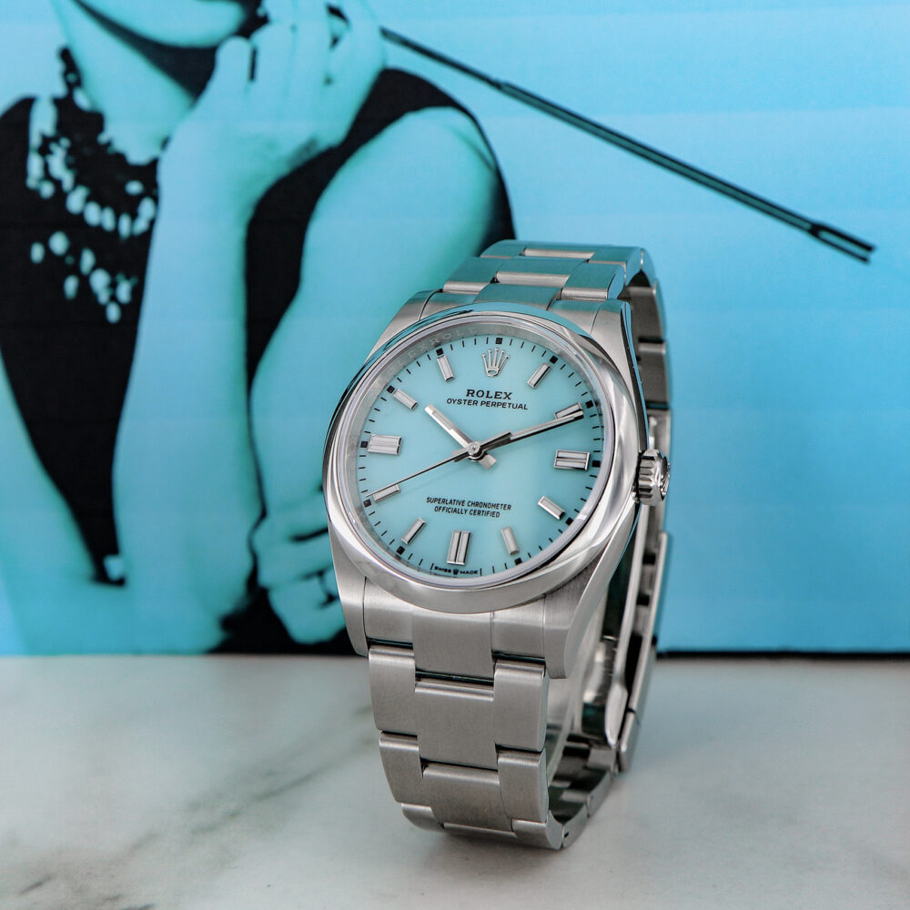 Rolex Oyster Perpetual 36mm, “Tiffany” Dial, Full Set 2024