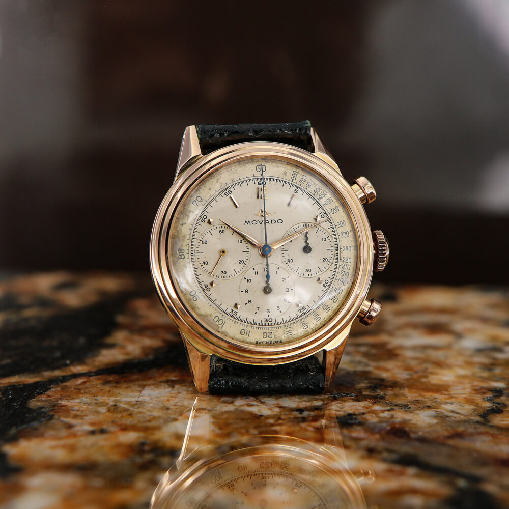 Movado Vintage Chronograph 18kt Rose Gold, from 1950, Cal.95